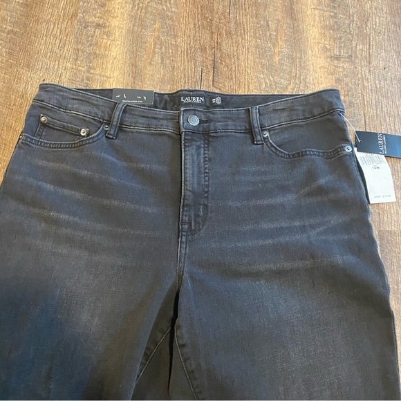NWT Ralph Lauren High Rise Skinny Ankle Super Stretch Black Jeans Size 14W - Picture 2 of 11
